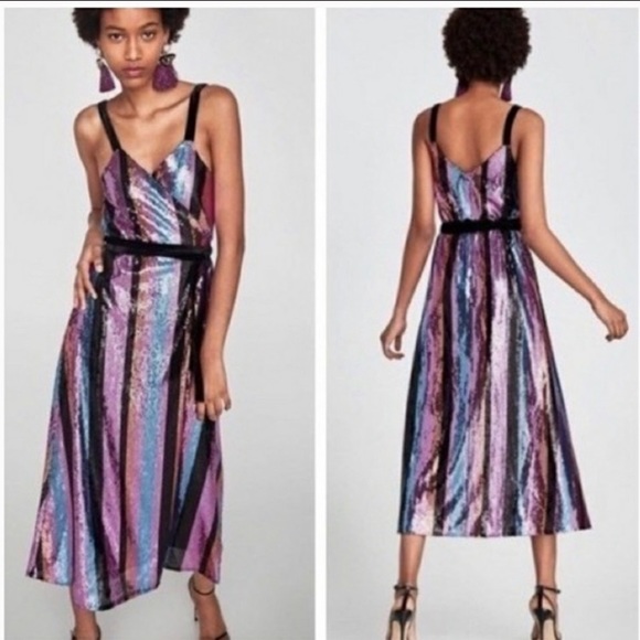 zara sequin midi dress